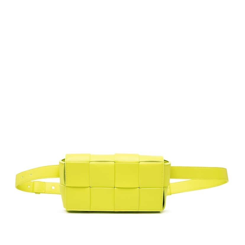 Bottega Veneta Mini Nappa Intrecciato Cassette Belt Bag Yellow Leather Very good condition - Front View
