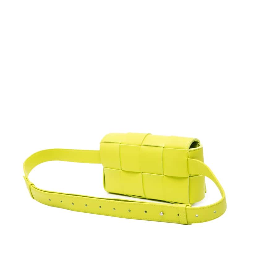 Bottega Veneta Mini Nappa Intrecciato Cassette Belt Bag Yellow Leather Very good condition - Back View