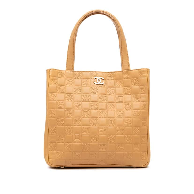 Chanel CC Embossed Lambskin Precious Symbols Tote Brown Leather Good condition - Front View