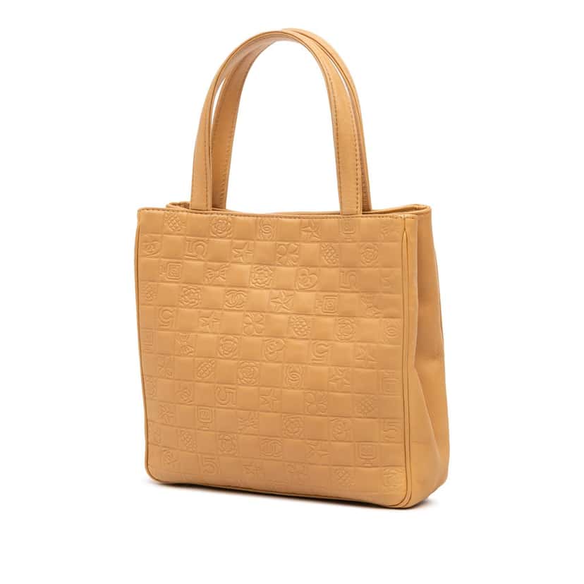 Chanel CC Embossed Lambskin Precious Symbols Tote Brown Leather Good condition - Back View