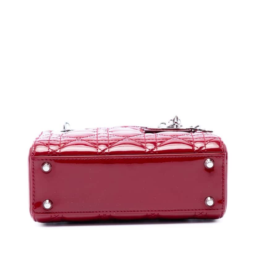 Dior Mini Patent Cannage Lady Dior Red Leather Very good condition - Inside View