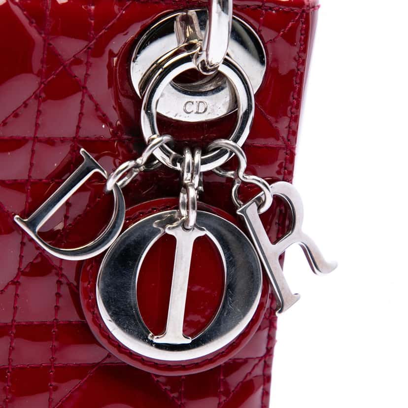 Dior Mini Patent Cannage Lady Dior Red Leather Very good condition - Box View