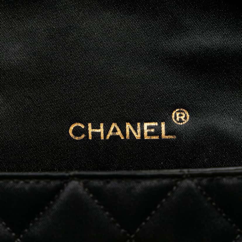 Chanel CC Quilted Satin Bijoux Chain Single Flap Black Very good condition - Box View