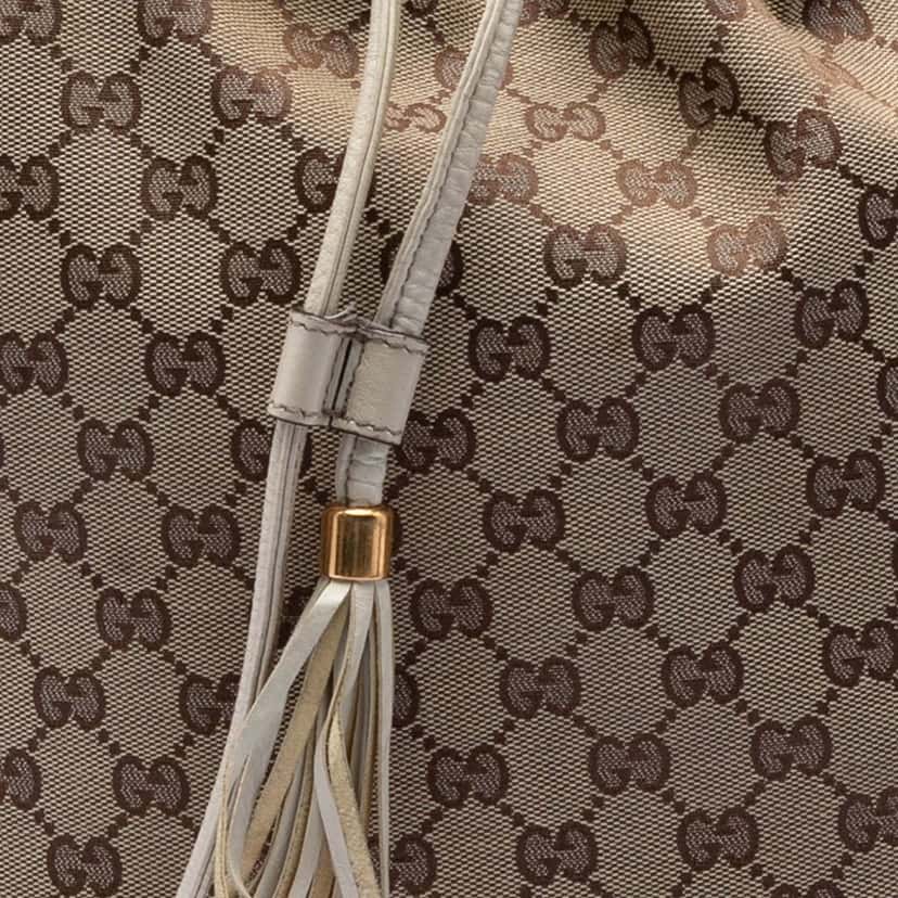 Gucci GG Canvas Interlocking Icon Drawstring Hobo Beige Very good condition - Box View