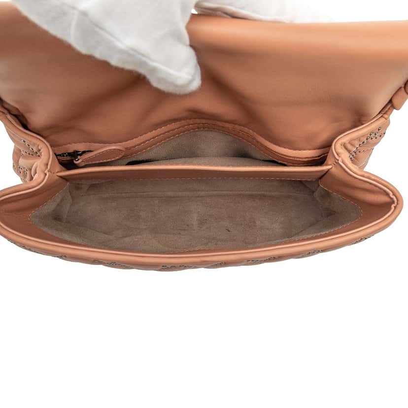 Bottega Veneta Small Nappa Intrecciato Studded Olimpia Shoulder Bag Brown Leather Very good condition - Model View