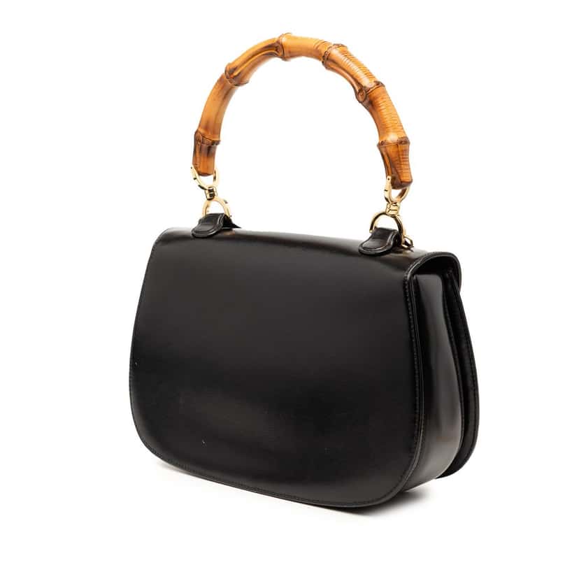 Gucci Calfskin Bamboo Night Black Leather Very good condition - Back View