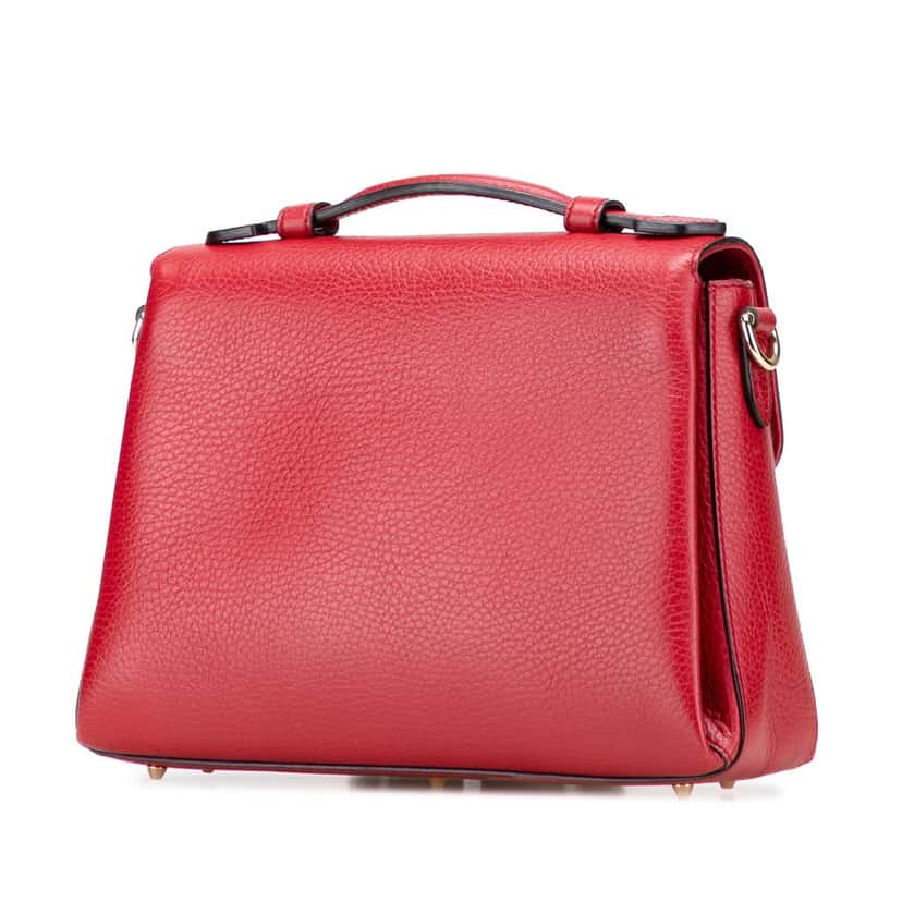 Gucci Small Dollar Calf Interlocking G Satchel Red Leather Very good condition - Back View
