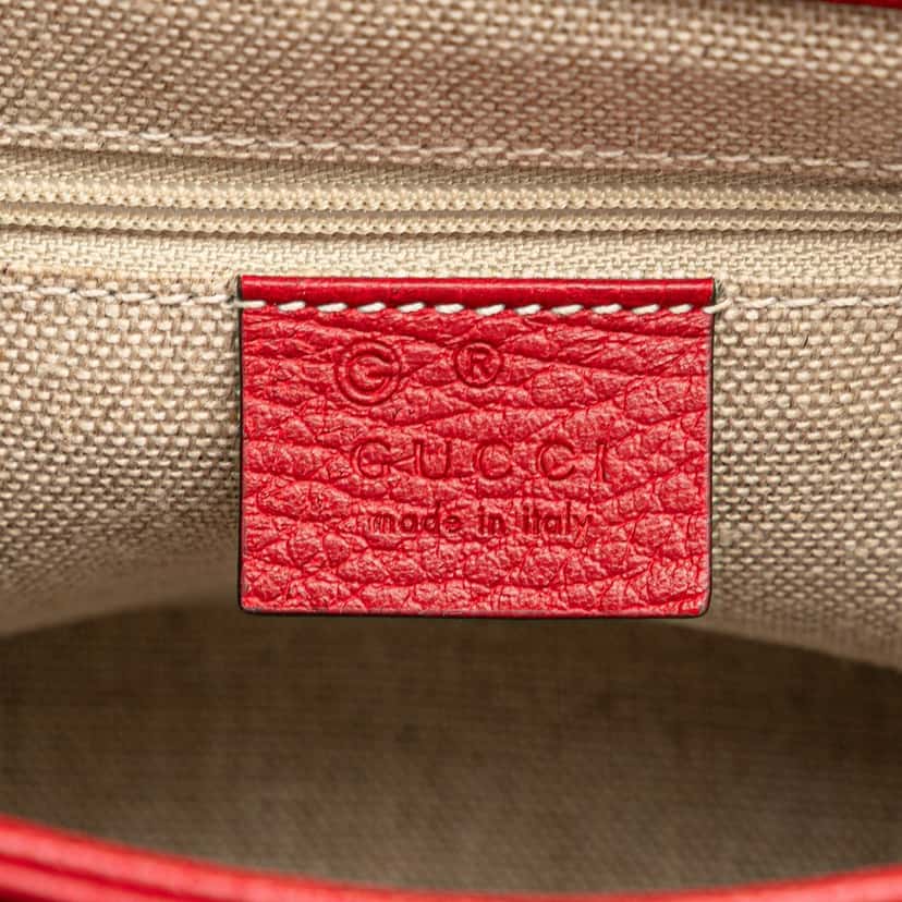 Gucci Small Dollar Calf Interlocking G Satchel Red Leather Very good condition - Box View
