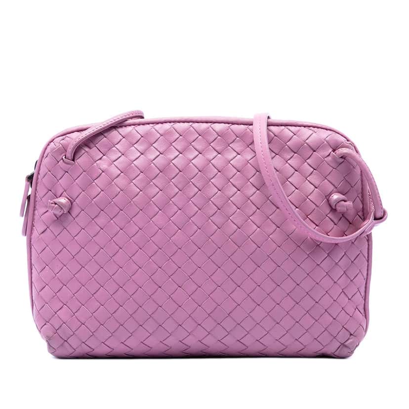 Bottega Veneta Nappa Intrecciato Nodini Crossbody Pink Leather Very good condition - Front View