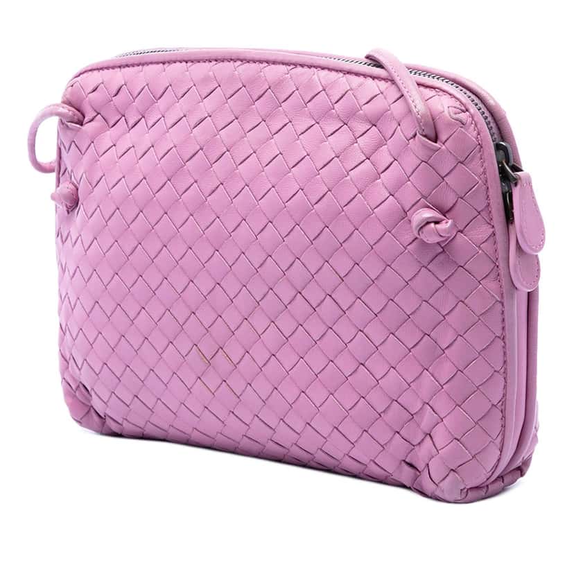 Bottega Veneta Nappa Intrecciato Nodini Crossbody Pink Leather Very good condition - Back View