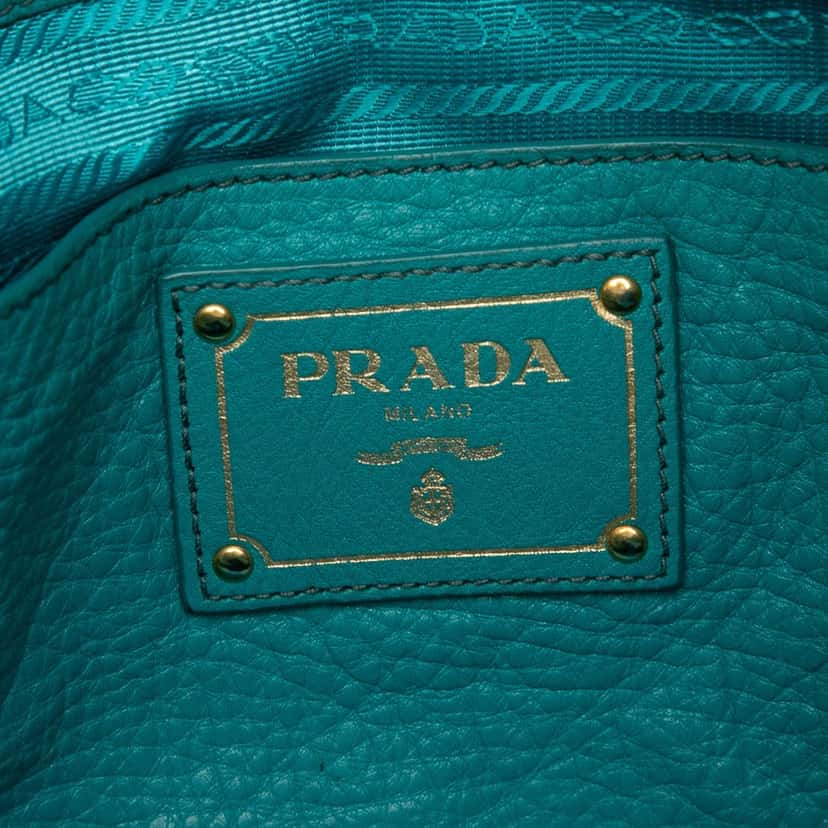 Prada Vitello Daino Side Pocket Tote Blue Leather Very good condition - Box View