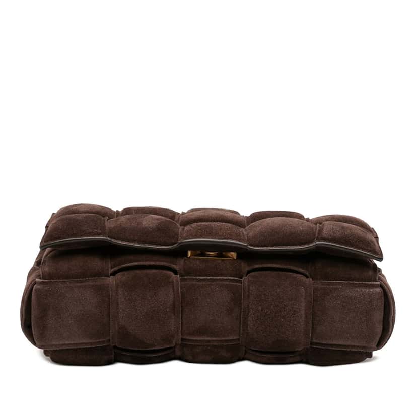 Bottega Veneta Suede Intrecciato Padded Chain Cassette Satchel Brown Leather Very good condition - Inside View