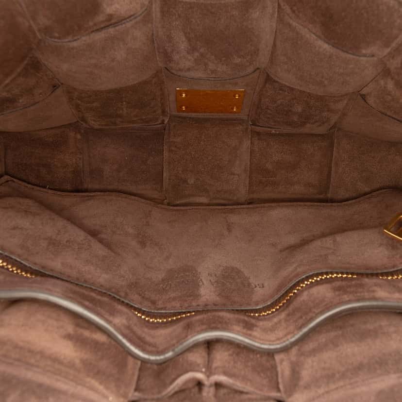 Bottega Veneta Suede Intrecciato Padded Chain Cassette Satchel Brown Leather Very good condition - Model View