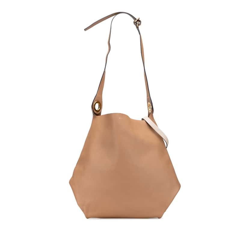 Burberry Bicolor Calfskin Grommet Hobo Brown Leather Very good condition - Front View