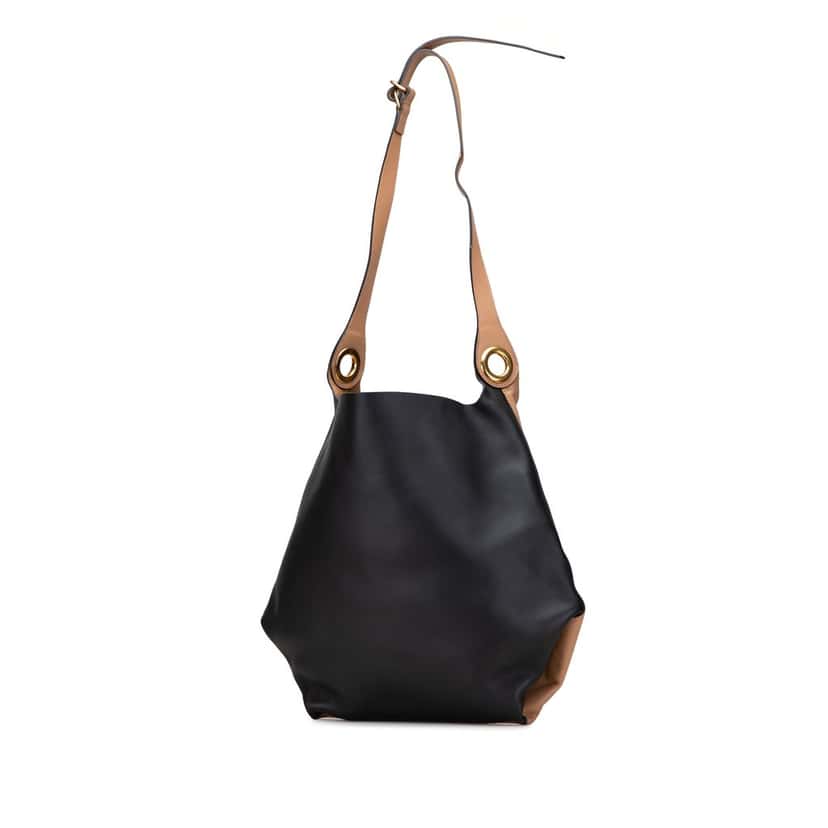 Burberry Bicolor Calfskin Grommet Hobo Brown Leather Very good condition - Back View