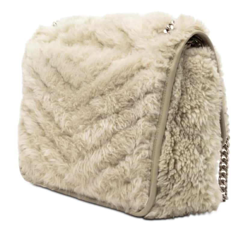 Saint Laurent Medium Shearling Niki Shoulder Bag Brown Very good condition - Back View