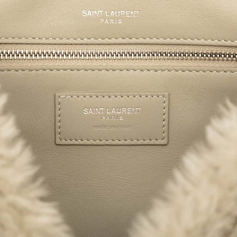 Saint Laurent Medium Shearling Niki Shoulder Bag Brown Very good condition - Box View