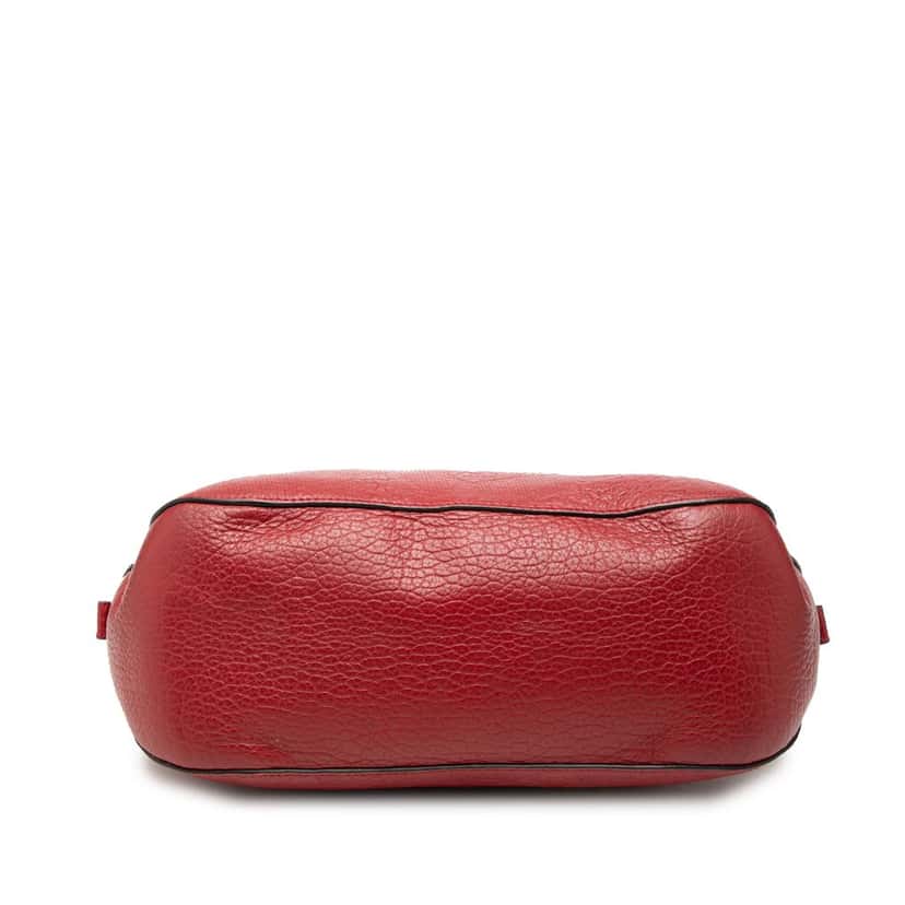 Burberry Small Heritage Grain Check Embossed Leather Orchard Bowling Bag Red Leather Very good condition - Inside View