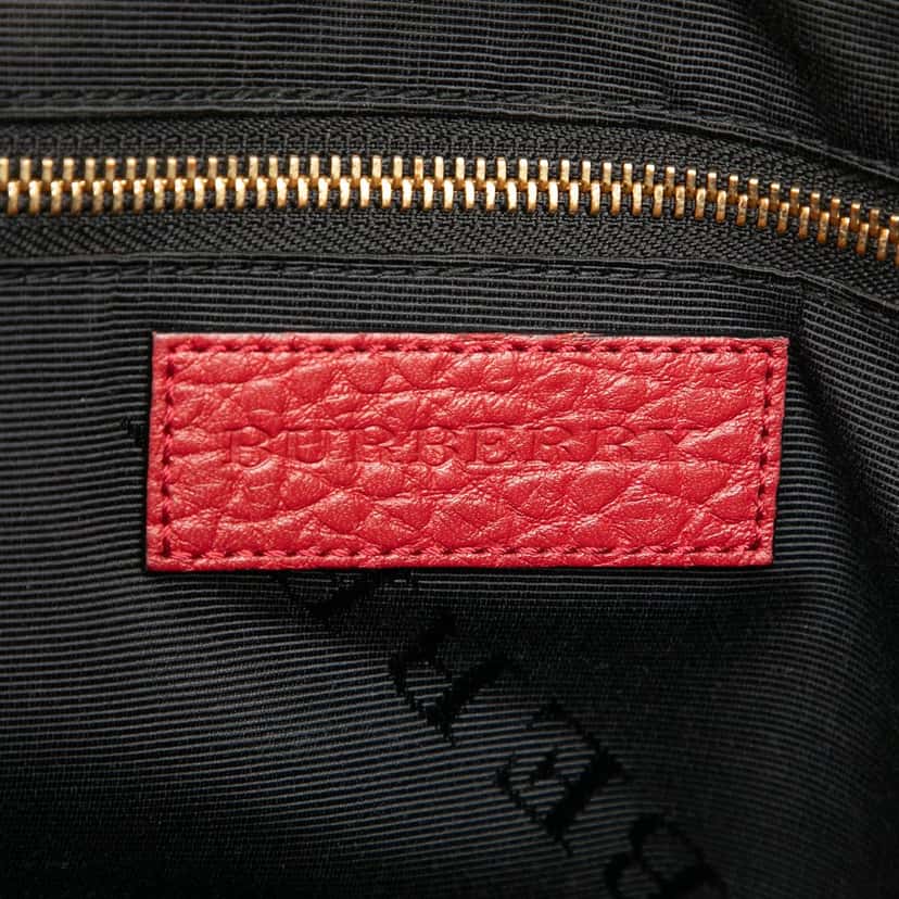 Burberry Small Heritage Grain Check Embossed Leather Orchard Bowling Bag Red Leather Very good condition - Box View