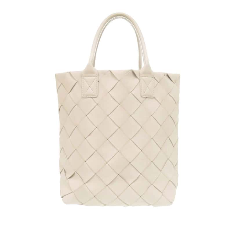 Bottega Veneta Lambskin Maxi Intrecciato Cabat Tote 30 White Leather Very good condition - Back View