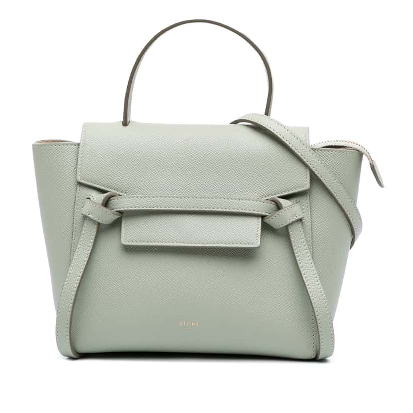 Celine Nano Grained Calfskin Belt Bag Green Leather Very good condition - Front View