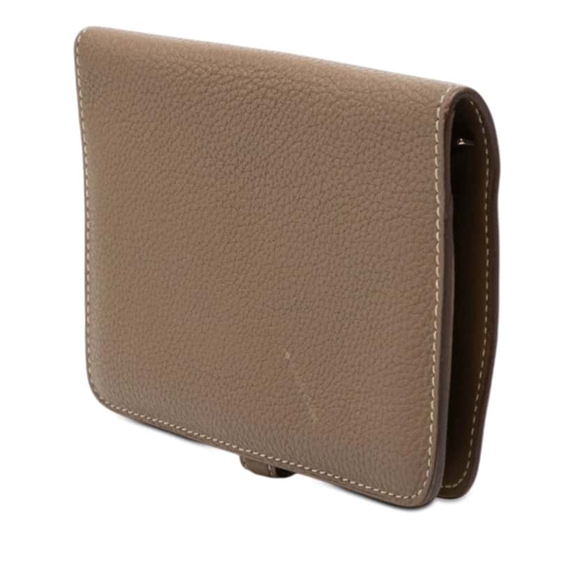 Hermès Togo Dogon Compact Wallet Brown Leather Very good condition - Back View