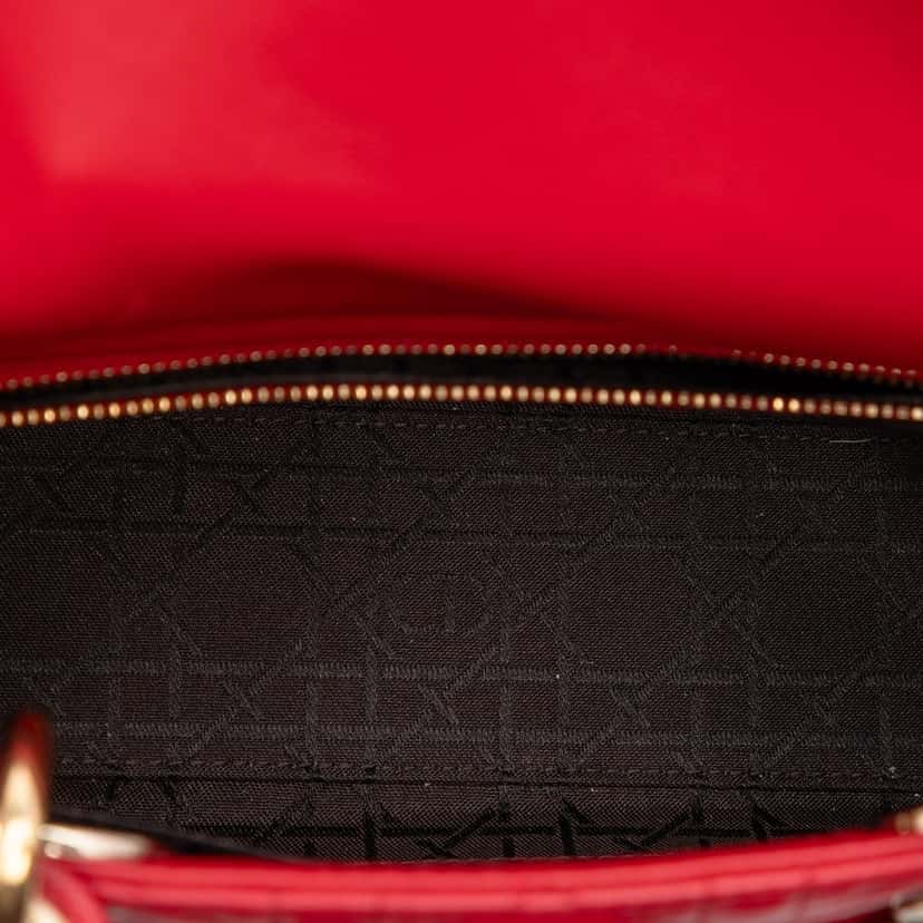 Dior Small Lambskin Cannage My ABCDior Lady Dior Red Leather Very good condition - Model View