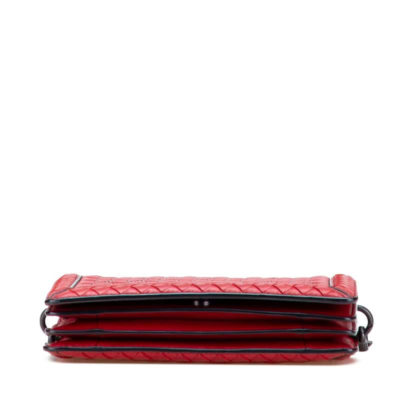 Bottega Veneta Nappa Intrecciato Microstud Montebello Crossbody Red Leather Very good condition - Inside View