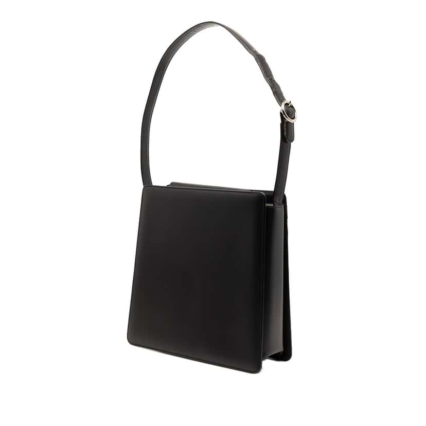 Burberry House Check Trimmed Leather Shoulder Bag Black Leather Very good condition - Back View