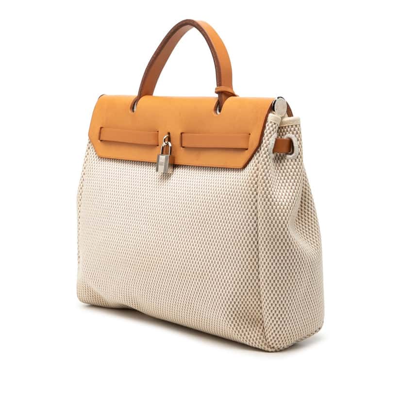 Hermès Toile Herbag PM Beige Very good condition - Back View