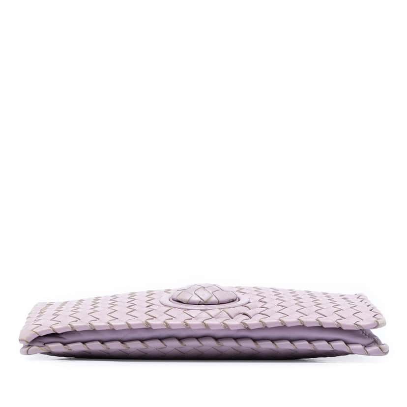 Bottega Veneta Nappa Intrecciato Turn Lock Clutch Purple Leather Very good condition - Inside View