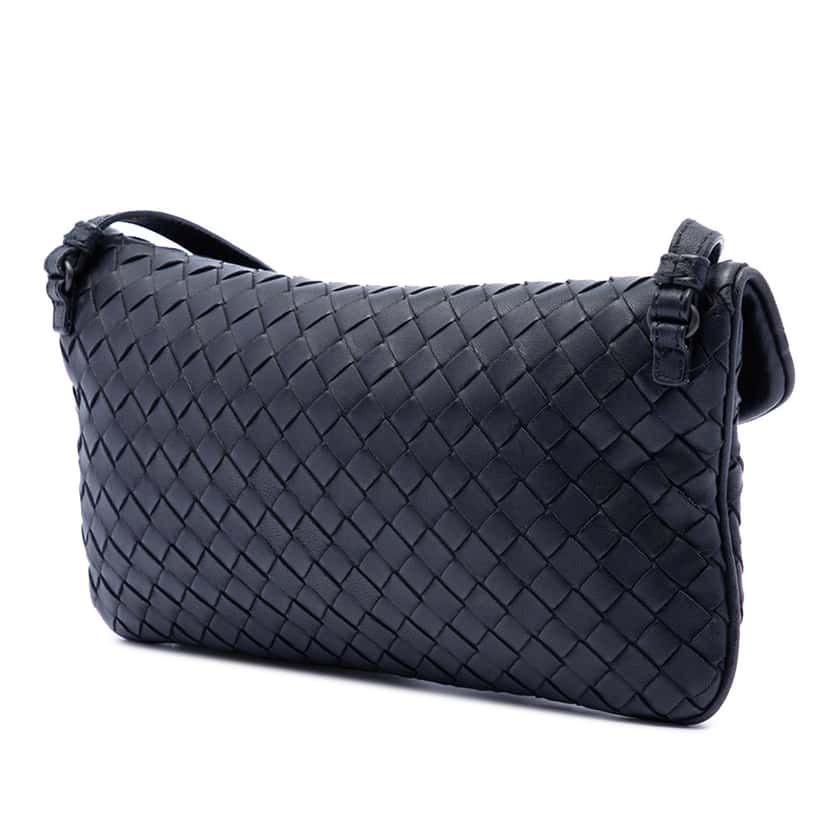 Bottega Veneta Mini Nappa Intrecciato Turn Lock Crossbody Black Leather Very good condition - Back View