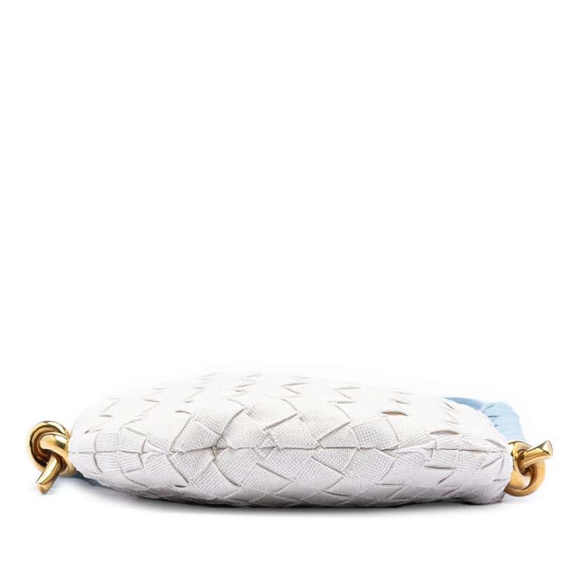 Bottega Veneta Small Nappa and Canvas Intrecciato Solstice Shoulder Bag Blue Leather Good condition - Inside View