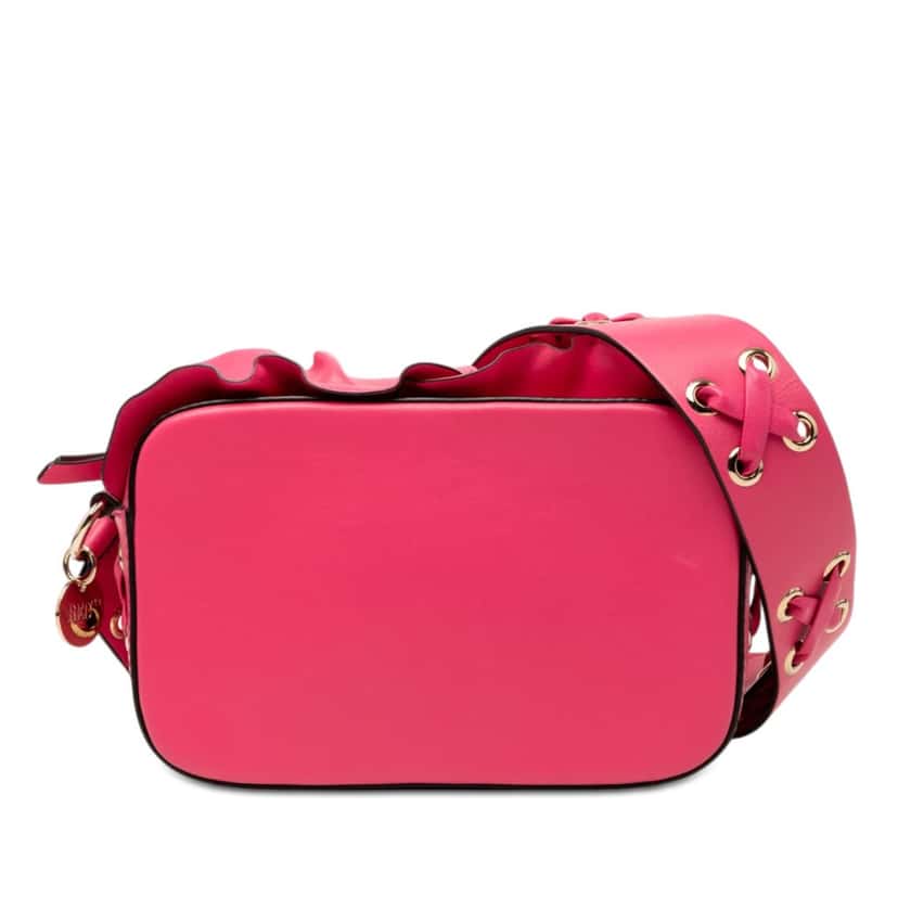 Valentino Leather Ruffle Trim Crossbody Pink Leather Very good condition - Front View