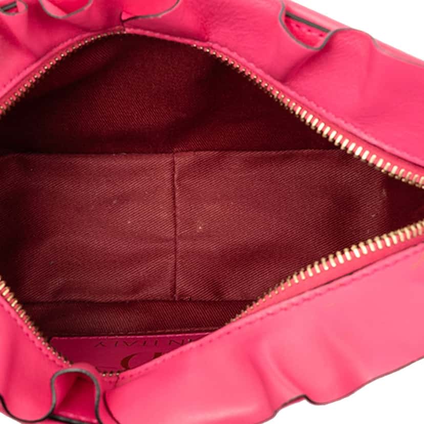 Valentino Leather Ruffle Trim Crossbody Pink Leather Very good condition - Model View