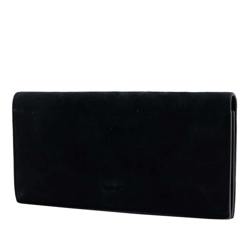 Gucci Suede Broadway Crystal Clutch Black Leather Very good condition - Back View