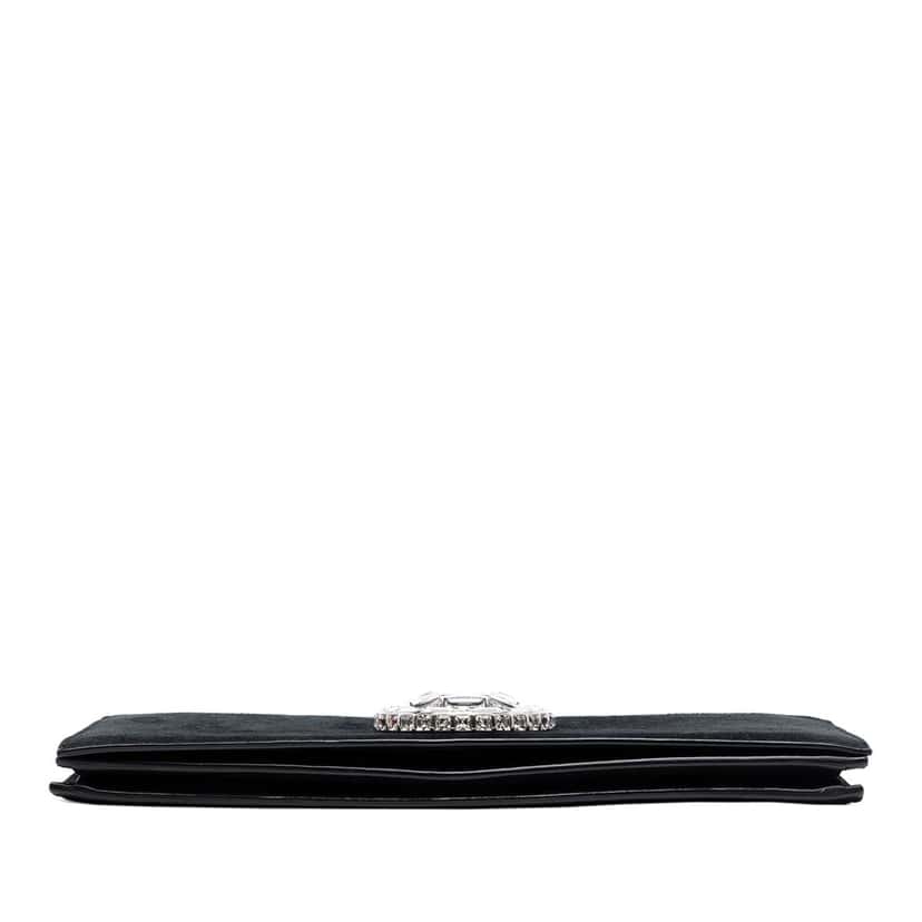Gucci Suede Broadway Crystal Clutch Black Leather Very good condition - Inside View