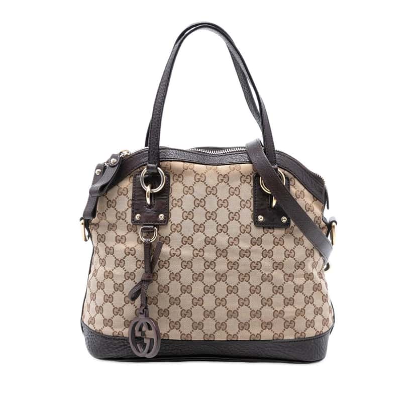 Gucci Medium GG Canvas Charm Dome Satchel Beige Very good condition - Front View