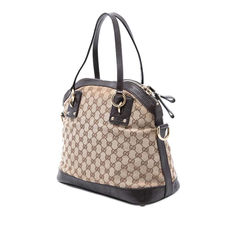 Gucci Medium GG Canvas Charm Dome Satchel Beige Very good condition - Back View