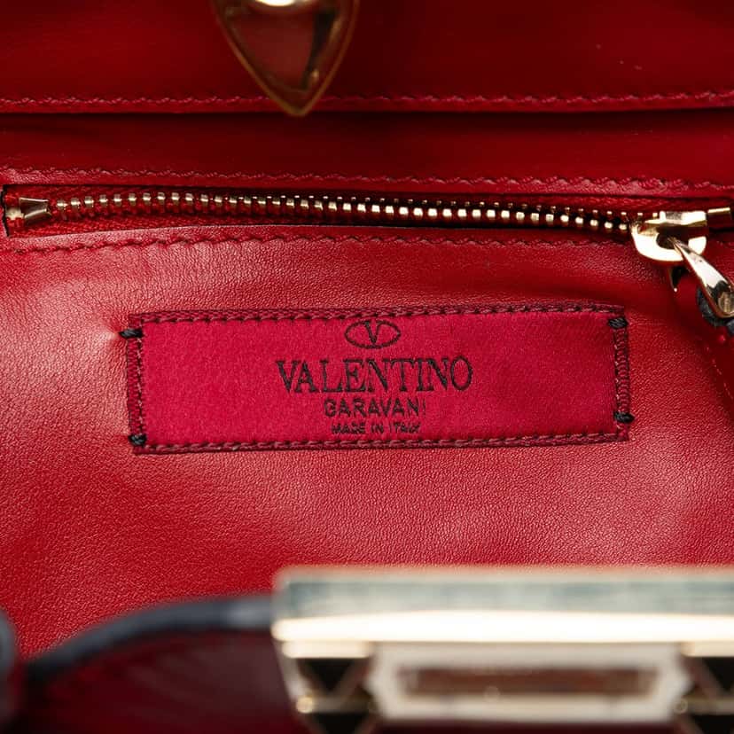 Valentino Mini Leather Rockstud Satchel Red Leather Very good condition - Box View