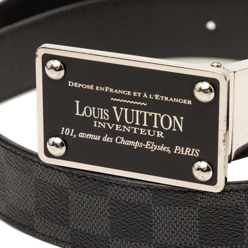Louis Vuitton Damier Graphite Inventeur Reversible Belt Black Very good condition - Model View