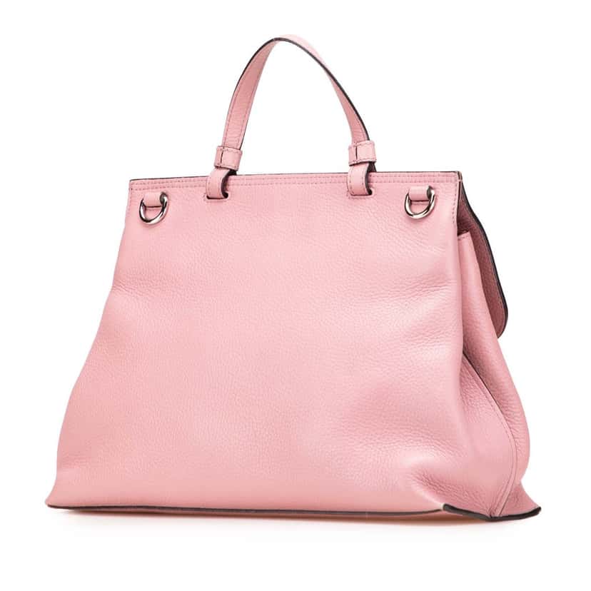 Gucci Medium Leather Bamboo Daily Satchel Pink Leather Very good condition - Back View