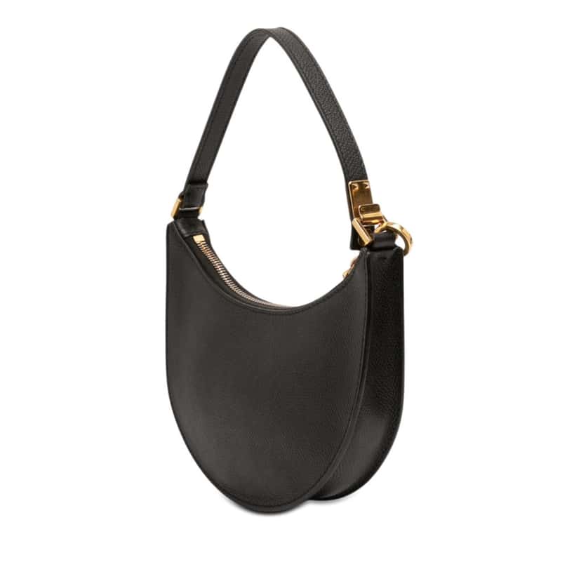 Valentino Mini Grainy Calfskin VLogo Hobo Black Leather Very good condition - Back View