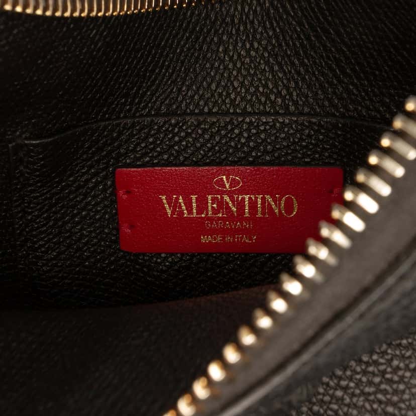 Valentino Mini Grainy Calfskin VLogo Hobo Black Leather Very good condition - Box View