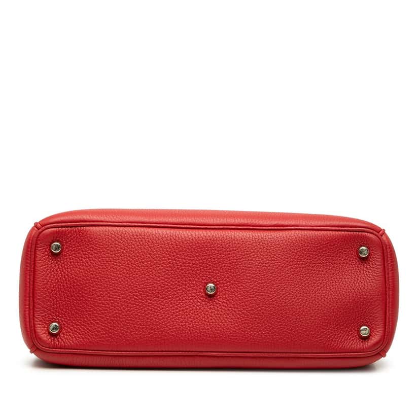 Dior Medium Pebbled Calfskin Diorissimo Satchel Red Leather Very good condition - Inside View