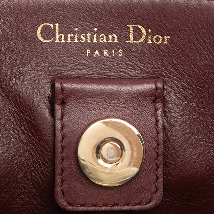 Dior Medium Pebbled Calfskin Diorissimo Satchel Red Leather Very good condition - Box View