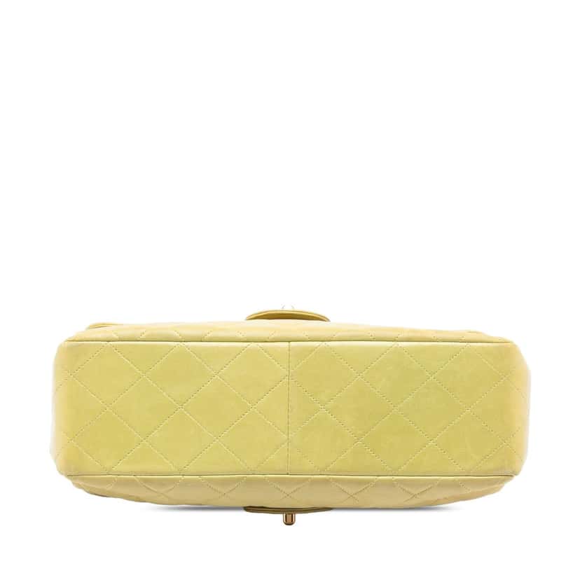 Chanel Jumbo Quilted Lambskin Double Sided Flap Yellow Leather Very good condition - Inside View