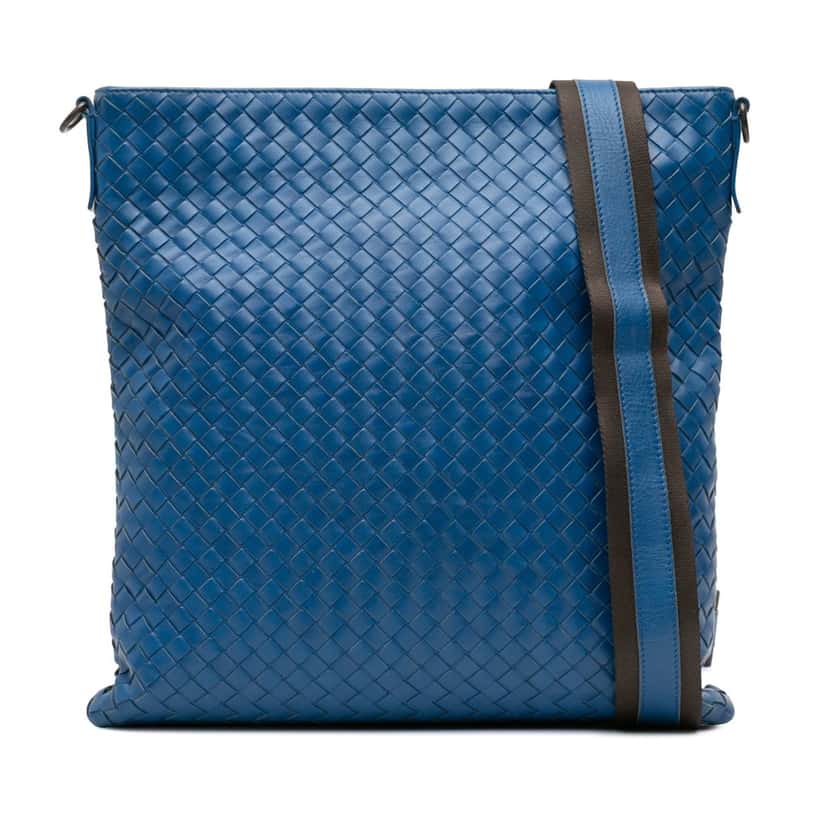 Bottega Veneta Nappa Intrecciato Crossbody Blue Leather Very good condition - Front View