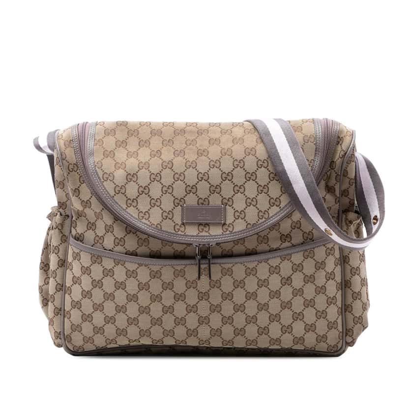 Gucci GG Canvas Web Diaper Bag Beige Very good condition - Front View