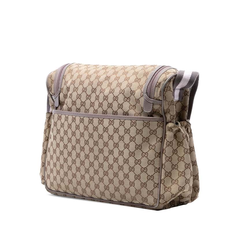 Gucci GG Canvas Web Diaper Bag Beige Very good condition - Back View